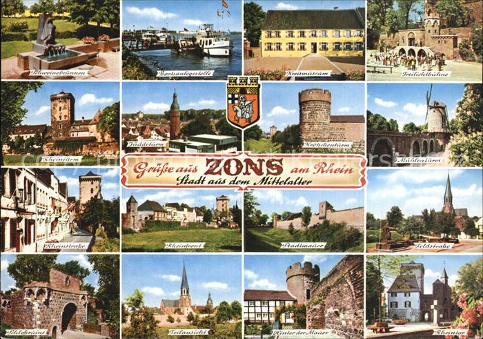 Zons Rhein NRW Schweinebrunnen Rheinsturm Rheinstrasse Schlossruine Kreismuseum