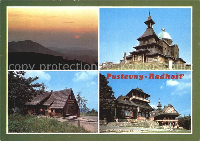 Pustevny Radhosti Podvecer na Pustevach Kaple sv Cyrila a Metodeje na vrcholu ra