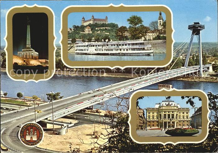 Bratislava Pressburg Pozsony Slavin Hrad Most SNP Slovenske narodne divadlo