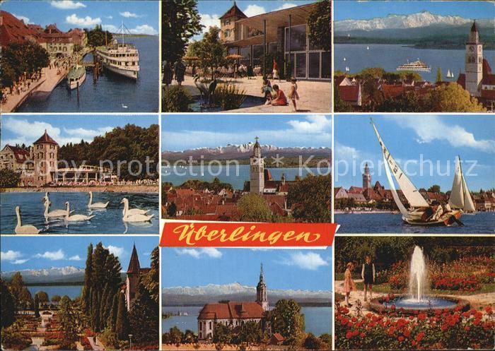 ueberlingen Bodensee Brunnen Segelboot Schiffe Anlegestelle