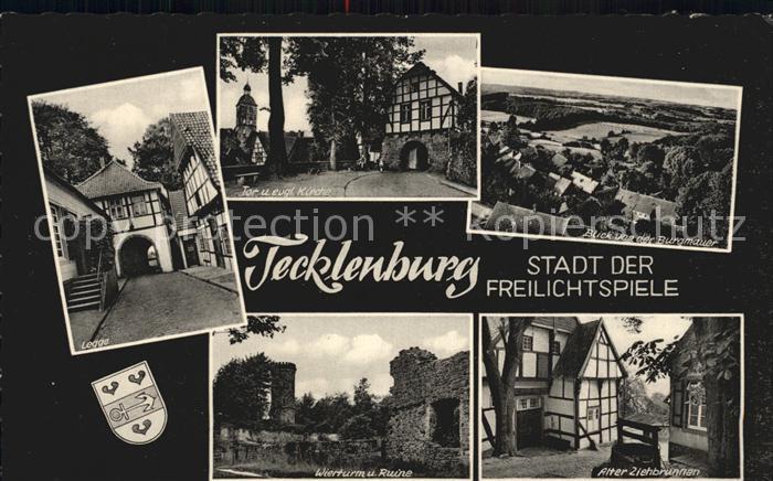 Tecklenburg Steinfurt NRW Stadt der Freilichtspiele Legge Tor Kirche Burgmauer W