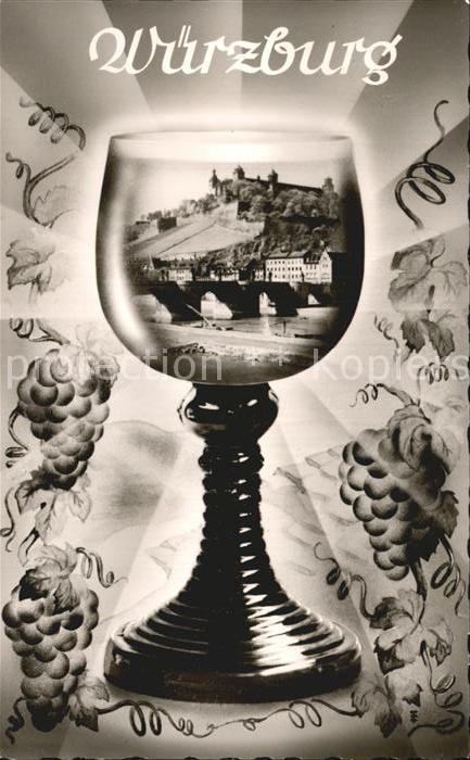 WueRZBURG Bayern Weinglas Schloss Bruecke Bromsilber