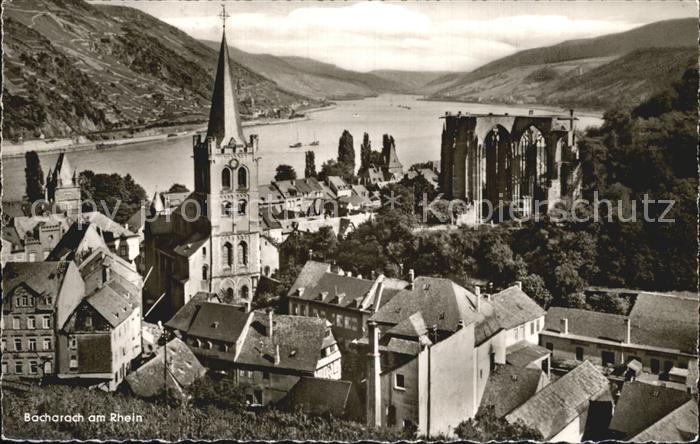 Bacharach Rhein Ortsansicht mit Kirche Wernerkapelle