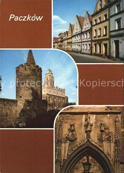 Paczkow Turm Stadtmauer Portal Haeuserpartie