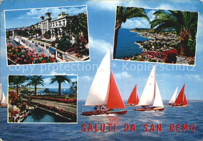 San Remo Riviera dei Fiori Uferpromenade Kueste Palmen Segelregatta