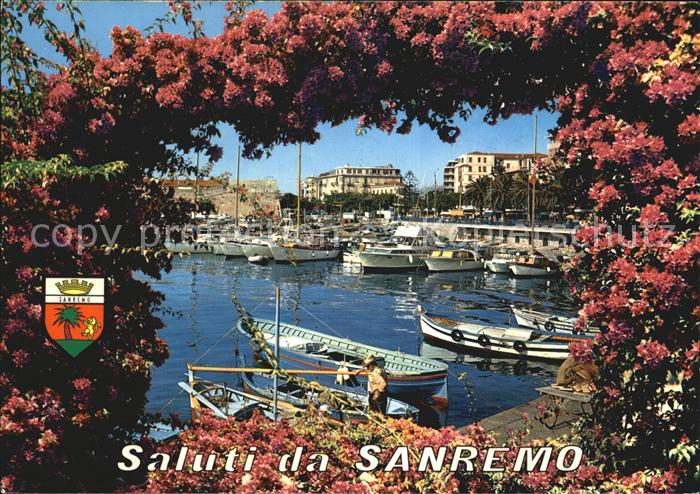 Sanremo Porto Hafen Fischerboote Blumen