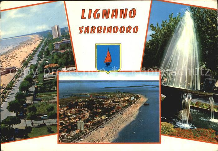 Lignano Sabbiadoro Strand Uferstrasse Fliegeraufnahme Fontaene Park