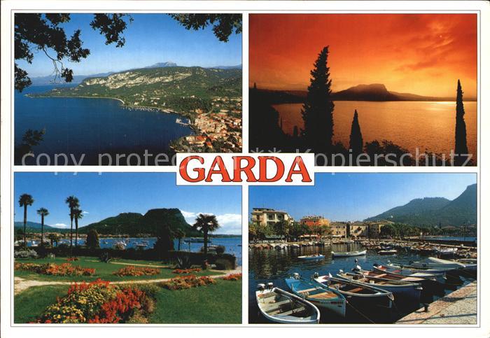 Garda Lago di Garda Panorama Gardasee Uferpromenade Hafen Sonnenuntergang