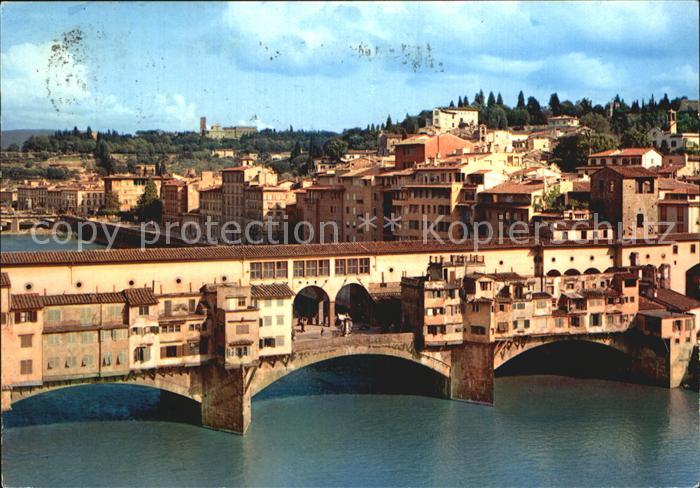 Firenze Florenz Ponte Vecchio e Collina di San Miniato