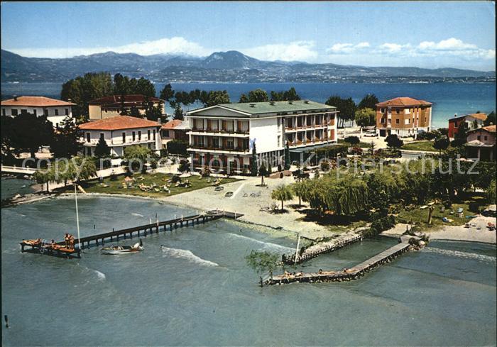 Sirmione Lago di Garda Hotel Miramar Strand Gardasee Fliegeraufnahme