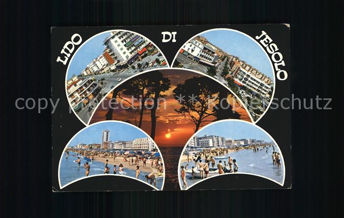 Lido di Jesolo Strassenpartie Hotels Sonnenuntergang Strand