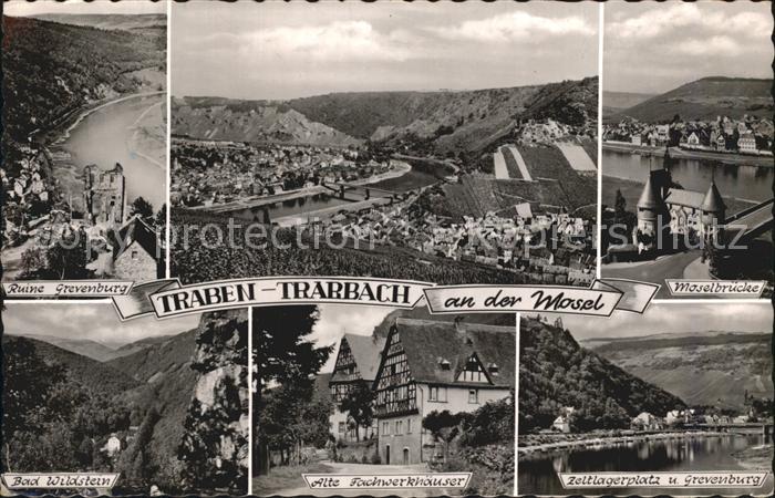 Traben-Trarbach Moselbruecke Bad Wildstein Zeltlagerplatz und Ruine Grevenburg