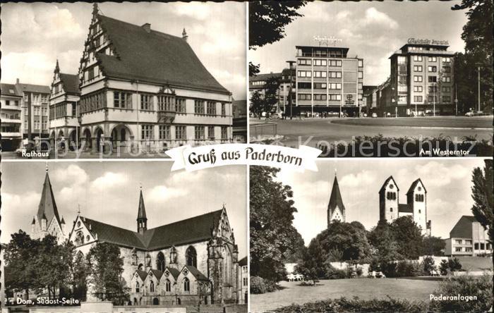Paderborn Am Wesertor Paderanlagen Rathaus Dom Suedost Teil