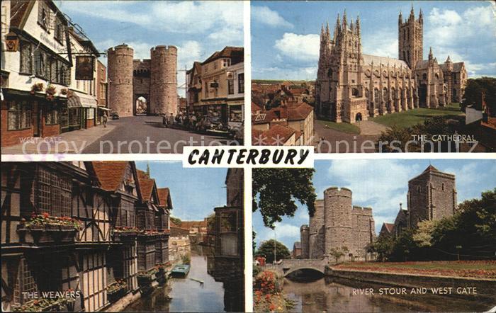 Canterbury Kent Kathedrale West Gate The Weavers River Stour and West Gate