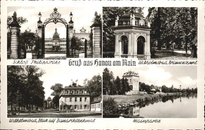 Hanau Main Wilhelmsbad Brunnentempel Schloss Philippsruhe Bismarckdenkmal Mainpa