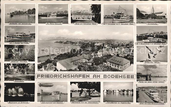 Friedrichshafen Bodensee Yachthafen mit Schlosskirche Faehre Schussen M.S. Baden