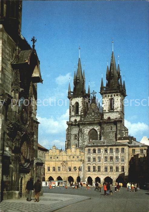 Prag Prahy Prague Rathaus und Theinkirche