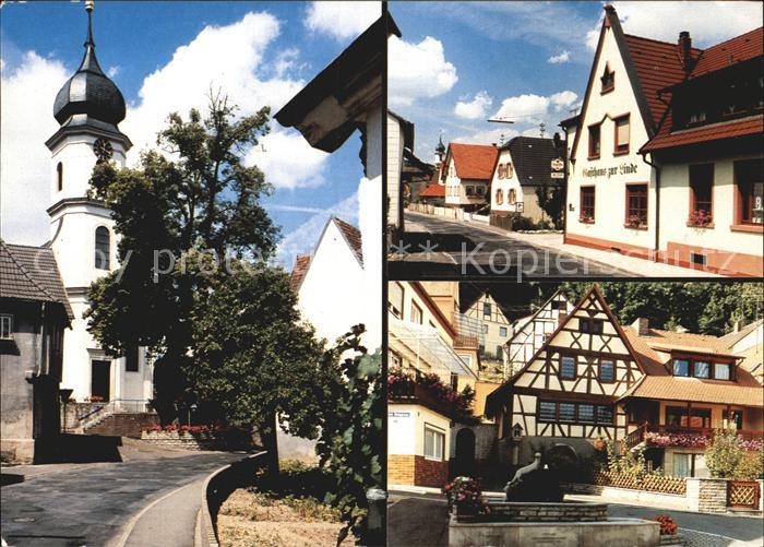 Oberlauda Ortsansichten Kirche Brunnen