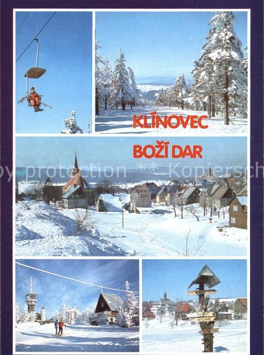 Klinovec Bozi Dar Lanovka  Sjezdovka na Klinovci Klinovec s chatou Horske sluzby