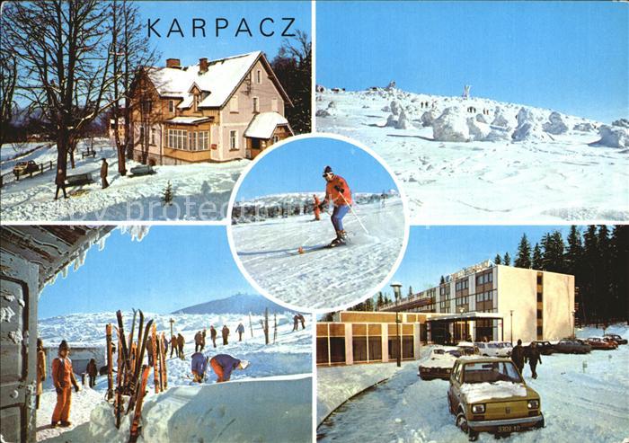Karpacz Dom wypoczankowy FWP Jutrzenka Krajobraz zimowy Gorna stacja wyciagu na