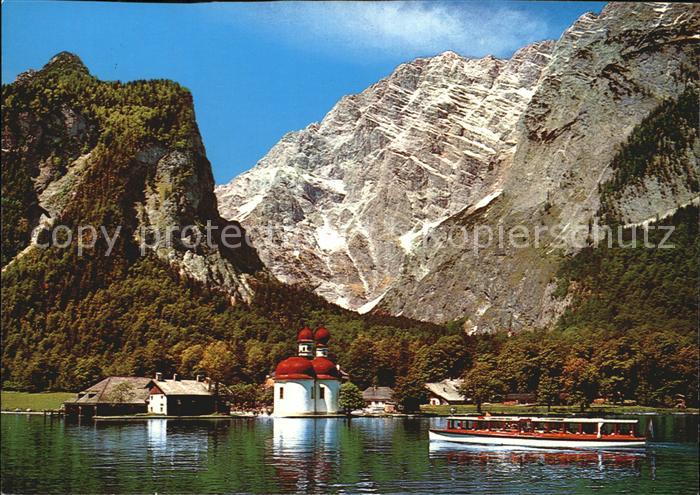 St Bartholomae mit Watzmann Ostwand Fahrgastschiff