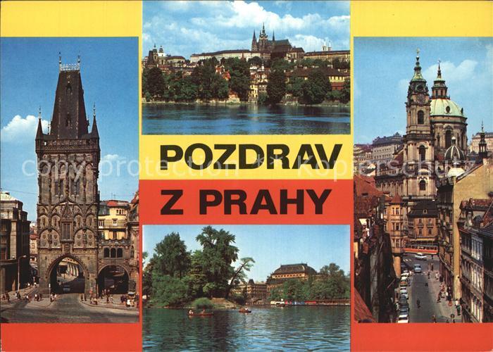 Praha Prahy Prague Prasna brana Prazsky hrad Narodni divadlo Chram sv Mikulase