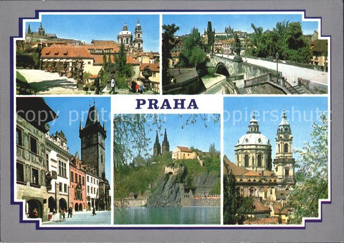 Praha Prahy Prague Pohled na Prazsky hrad a chram Mikulse z Vrtbovxke zahrady Ka