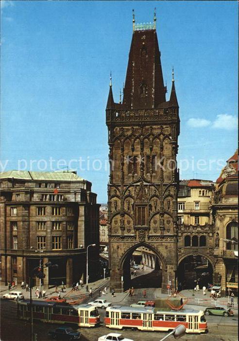 Praha Prahy Prague Pulverturm Strassenbahnen