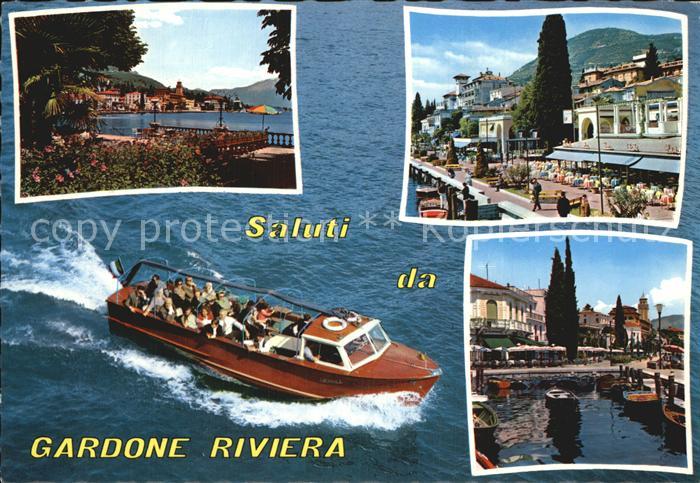 Gardone Garda Promenade Ausflugsschiff Hafenpartie