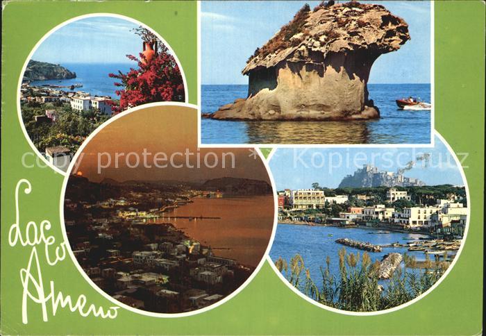 Lacco Ameno Panorama Teilansicht Hafen Felsen