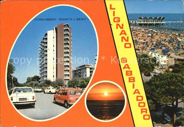Lignano Condominio Bianco Nero Tramonta Spiaggia