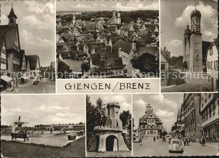 Giengen Brenz Total und Teilansicht Kirche Schwimmbad Burg Strassenpartie