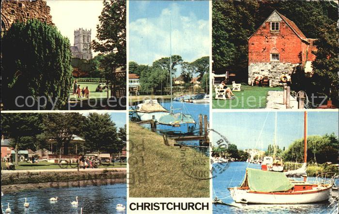 Christchurch Dorset Hafen Schwaene Kirche