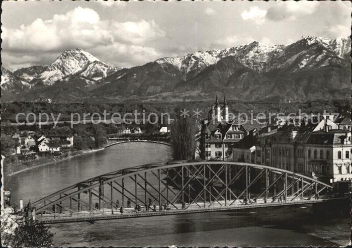 Villach Kaernten Draubruecke mit Mittagskogel