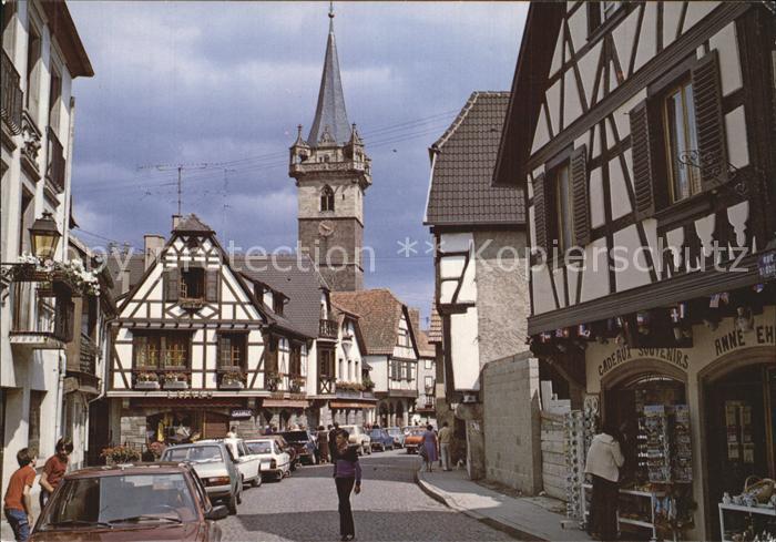 Obernai Bas Rhin Fachwerkhaeuser und Kapellturm