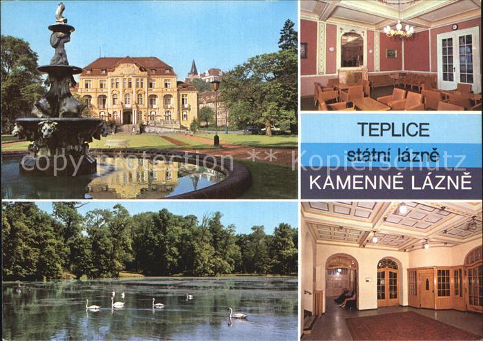 Teplice Kamenne Lazne Brunnen Schwaene Teich