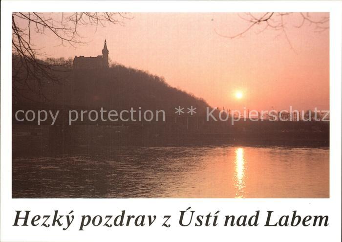 Usti nad Labem Partie am Fluss bei Sonnenuntergang