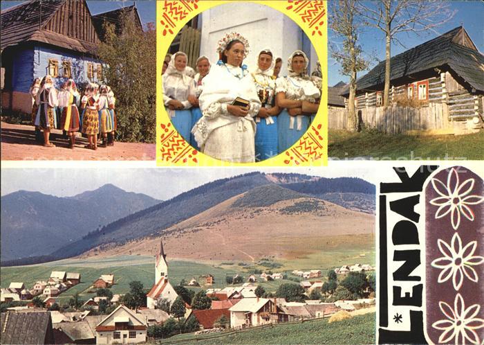 Lendak Frauen in Tracht und Kirchenpartie