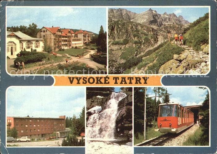 Vysoke Tatry Wasserfall Bergbahn Wanderer