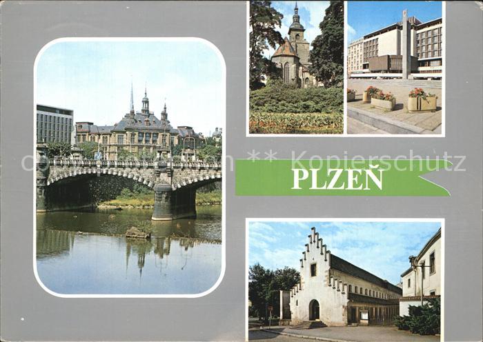 Plzen Pilsen Bruecke und Kirchen