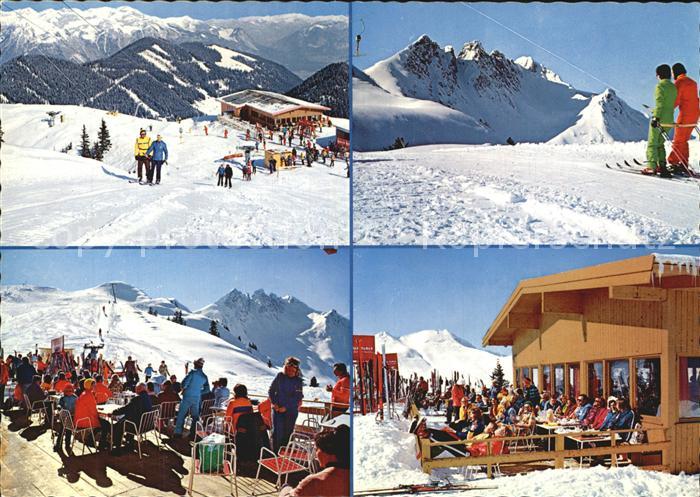 Fuegen Bergstation der Spieljoch Gondelbahn Terrasse Skilift Piste