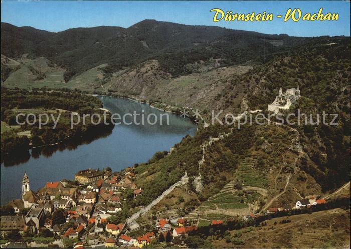 Duernstein Wachau Pfarrkirche Maria Himmelfahrt Ruine Duernstein Fliegeraufnahme