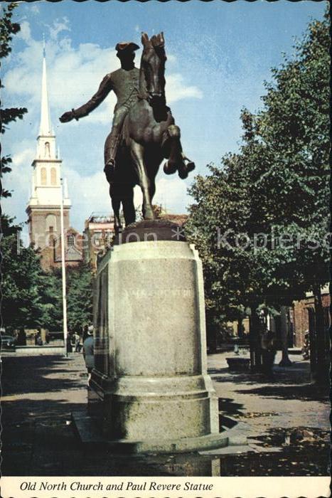 Boston Massachusetts Old North Church and Paul Revere Statue