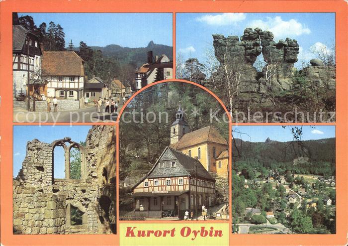 Oybin Sachsen Teilansicht Felsentor Toepfer Burgruine Am Bergaufgang Scharfenste