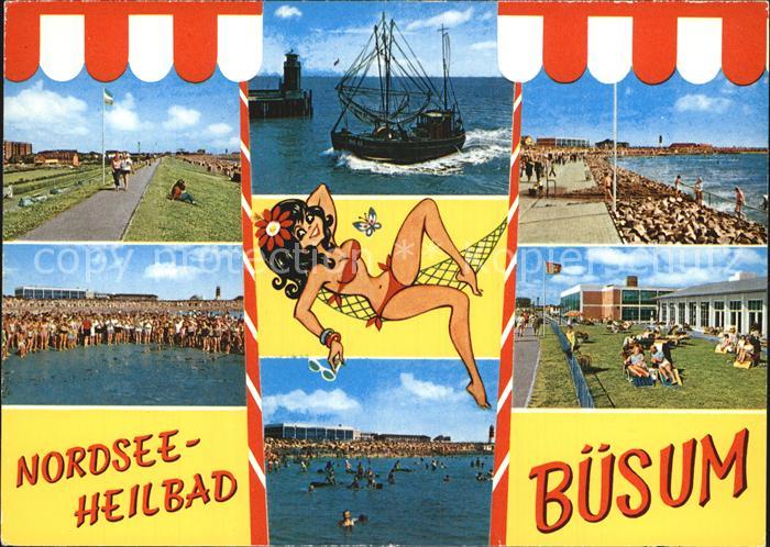 Buesum Nordseebad Promenade Strand Fischkutter Leuchtturm