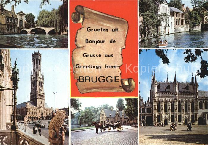 BRUGGE Bruges Belgie Bruecke Schloss Kirche Kanal
