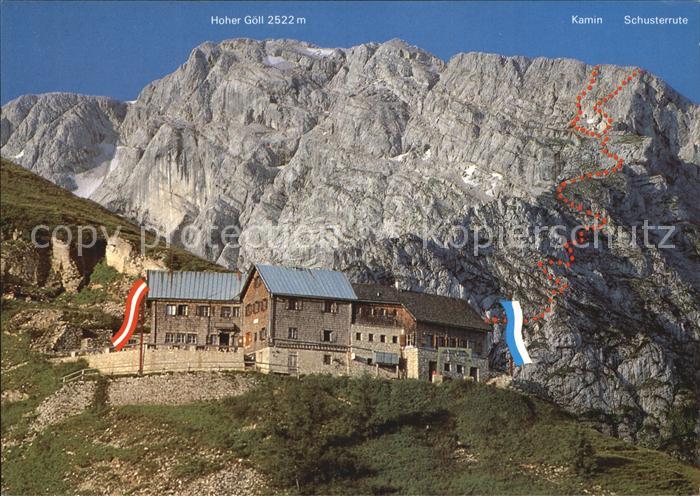 Rossfeldhuette mit Hoher Goell Kamin Schusterrute