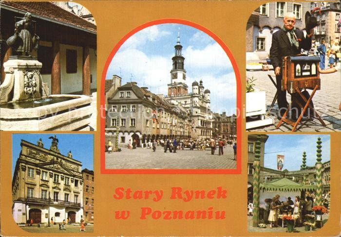 Poznan Posen Stary Rynek w Poznaniu Brunnen Rathaus Leierkastenmann Jahrmarkt