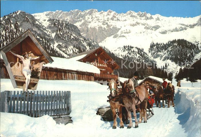 Leutasch Schlittenpartie auf der Haemmermoosalm Wegekreuz