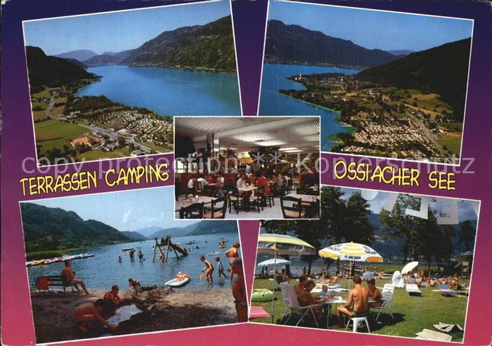Ossiach Terrassen Camping Fliegeraufnahme Strand Liegewiese